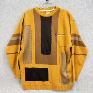 Southpole Sweater Mens XL Brown Colorblock Knit Crew Neck Streetwear Retro Y2K